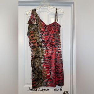 Jessica Simpson Black and Red One-Shoulder Sundress